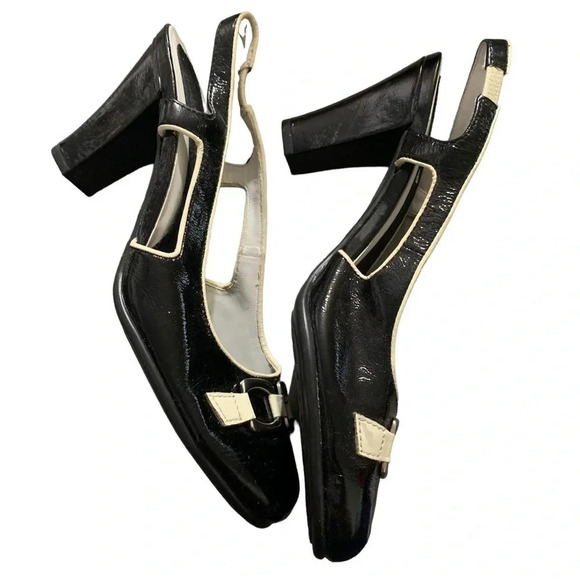 AEROSOLES women's black and cream heels size 7 1/2 - Picture 6 of 6